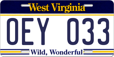 WV license plate OEY033