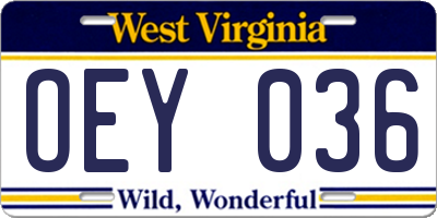 WV license plate OEY036
