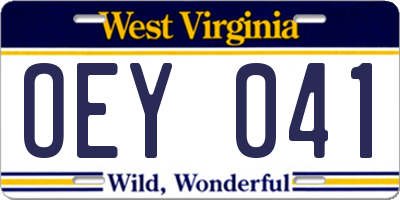 WV license plate OEY041
