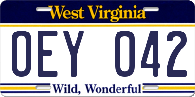 WV license plate OEY042