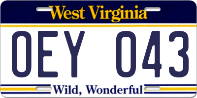 WV license plate OEY043