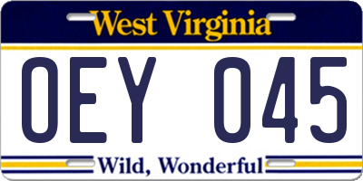 WV license plate OEY045