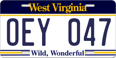 WV license plate OEY047