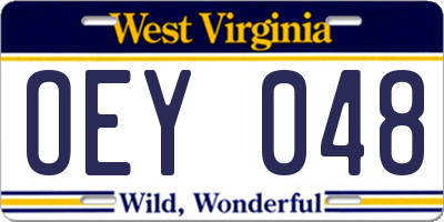 WV license plate OEY048