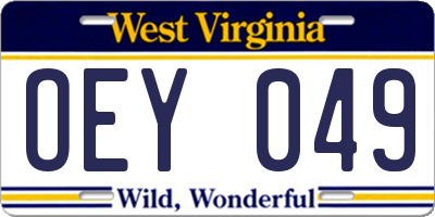 WV license plate OEY049