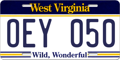 WV license plate OEY050
