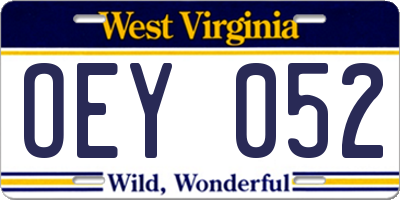 WV license plate OEY052