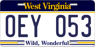 WV license plate OEY053