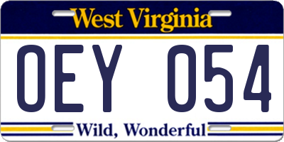 WV license plate OEY054