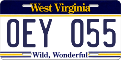 WV license plate OEY055