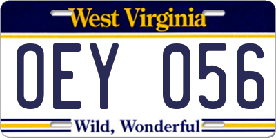 WV license plate OEY056