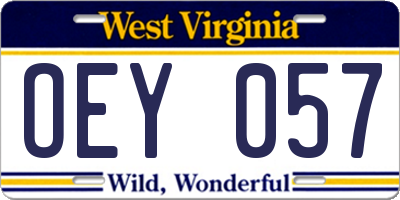 WV license plate OEY057