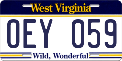WV license plate OEY059