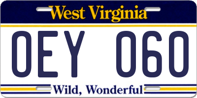 WV license plate OEY060