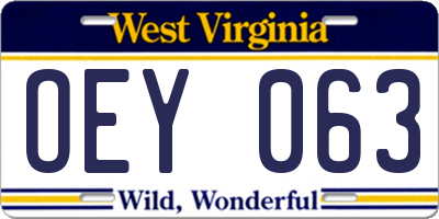 WV license plate OEY063
