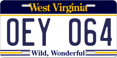 WV license plate OEY064