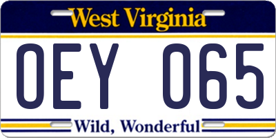 WV license plate OEY065