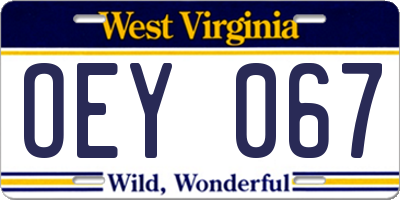 WV license plate OEY067