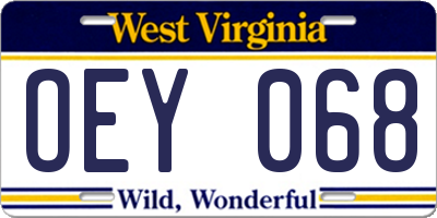 WV license plate OEY068