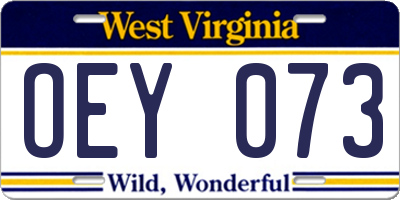 WV license plate OEY073