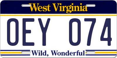 WV license plate OEY074