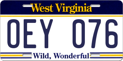 WV license plate OEY076