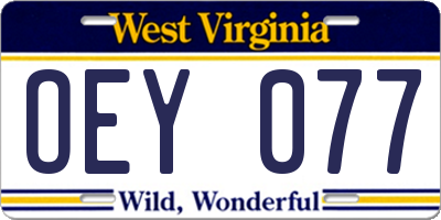 WV license plate OEY077