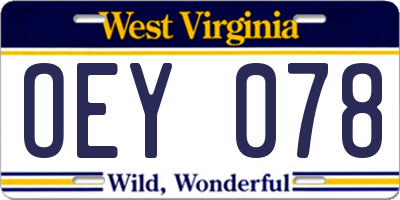 WV license plate OEY078
