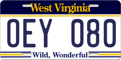 WV license plate OEY080