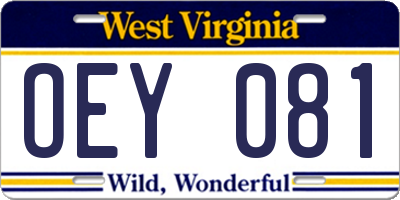 WV license plate OEY081
