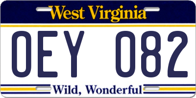 WV license plate OEY082