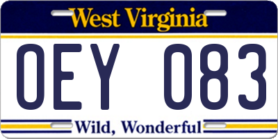 WV license plate OEY083