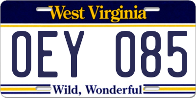 WV license plate OEY085