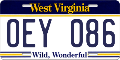 WV license plate OEY086