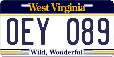 WV license plate OEY089