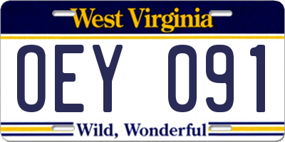 WV license plate OEY091