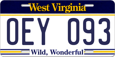 WV license plate OEY093