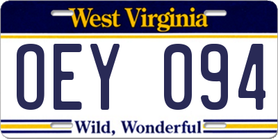 WV license plate OEY094