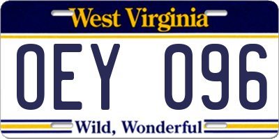 WV license plate OEY096