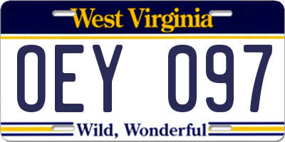 WV license plate OEY097