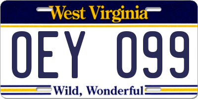 WV license plate OEY099