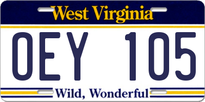 WV license plate OEY105
