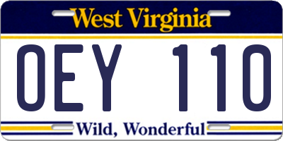 WV license plate OEY110