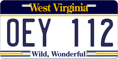 WV license plate OEY112