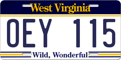 WV license plate OEY115