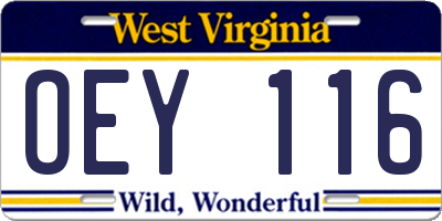 WV license plate OEY116