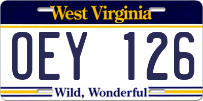 WV license plate OEY126