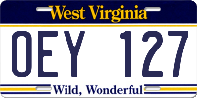 WV license plate OEY127