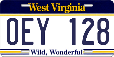 WV license plate OEY128