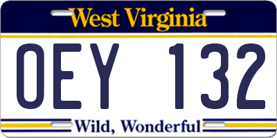 WV license plate OEY132